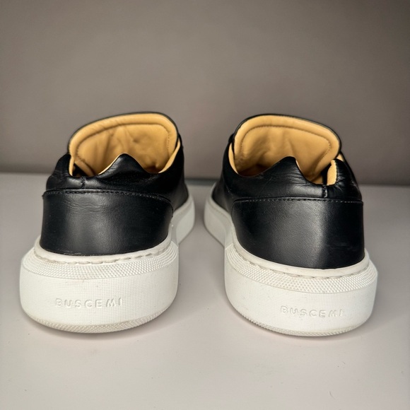 Buscemi Black Italian Leather White Sole Low Top Sneakers w/ Tan Lining Size 38 - Picture 8 of 16